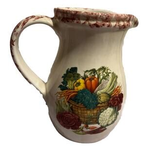 Ceramica Pottery Spongeware Pitcher Made in Italy Vegetable Basket 8’